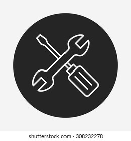 Screwdrivers and wrench line icon