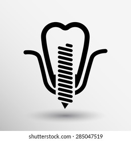 screwed false tooth icon anatomy beauty brightly care.