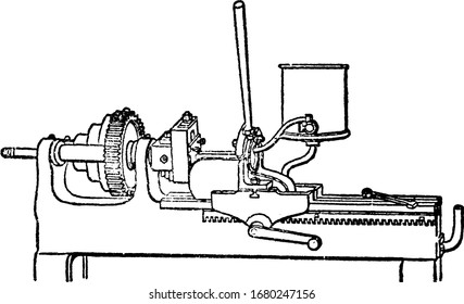 Screwing Machine, vintage engraved illustration.