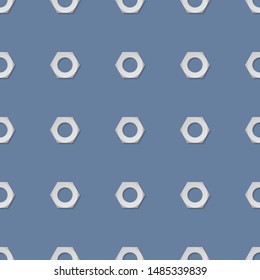 Screw-nuts seamless pattern. Vector background