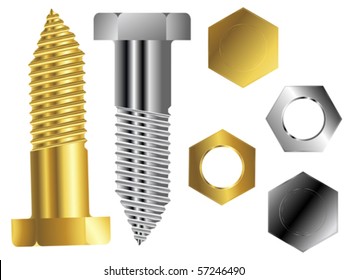 screws against white background, abstract vector art illustration