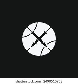 Screws and ball minimal logo combination. Isolated object on background