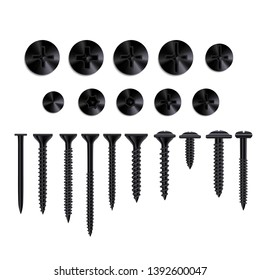 Screws Black Realistic Vector Design