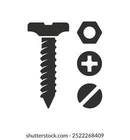 Screws bolt nut black vector design illustration isolated white background