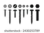 Screws, Bolt and Nut Set on White Background. Vector