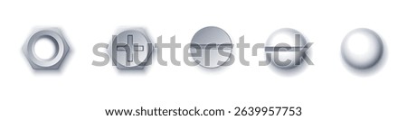 Screws and bolts heads vector realistic set