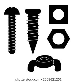 Screws and bolts. l shaped anchor bolt vector. Nuts and Bolts icon vector