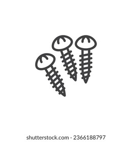 Screws bolts line icon. linear style sign for mobile concept and web design. Three bolts outline vector icon. Symbol, logo illustration. Vector graphics