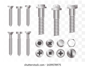 Screws and bolts set. Vector illustration