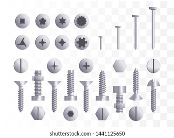 Screws and bolts set. Vector illustration