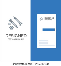 Screws, Building, Construction, Tool, Work Grey Logo Design and Business Card Template