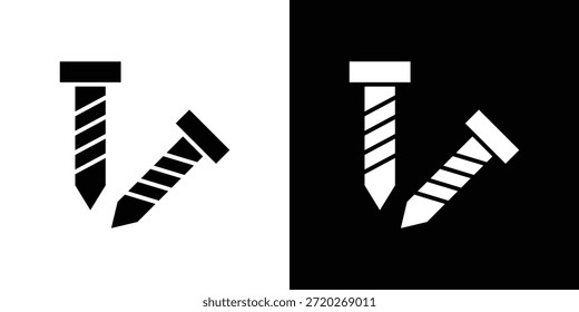 Icono de tornillos. Icono de diseño plano simple en blanco y negro