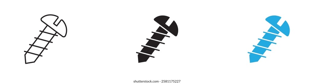 Screws icon black white vector outline