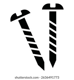 Screws icon Flat outline fill black and white