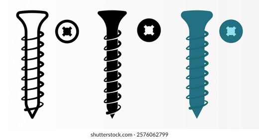 Screws icon set.  bolt, nut sign. for mobile concept and web design. vector illustration on white background