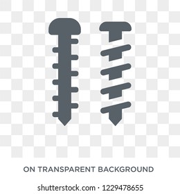 Screws icon. Trendy flat vector Screws icon on transparent background from Construction collection. 