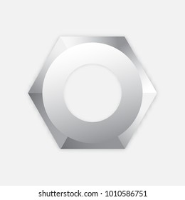 Screws logo. Screw nut vector icon logo.  Realistic image of a nut on a gray backgroundFlat design. Vector illustration EPS10.