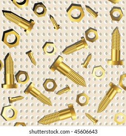 screws and nuts over metallic texture, abstract art illustration