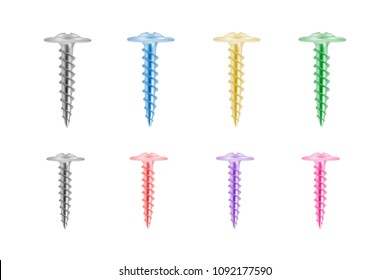 Screws on white background.Vector illustration.