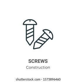 Screws outline vector icon. Thin line black screws icon, flat vector simple element illustration from editable construction concept isolated on white background