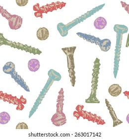 Screws seamless pattern. Vector cartoon background