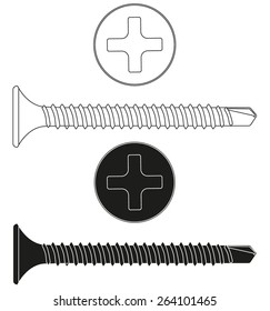 Screws. Vector illustration isolated on white background