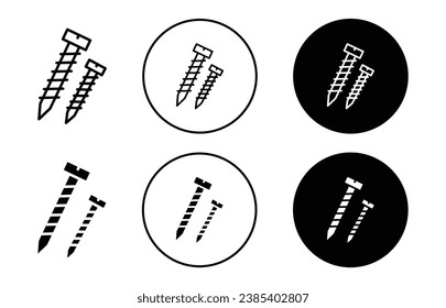 Screws vector illustration set. Hardware drill bolt icon for UI designs. Suitable for apps and websites.