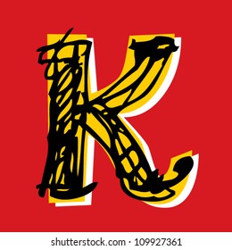 scribble ABC, childlike letter K