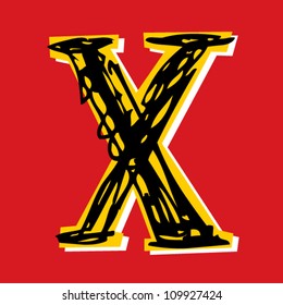 scribble ABC, childlike letter X