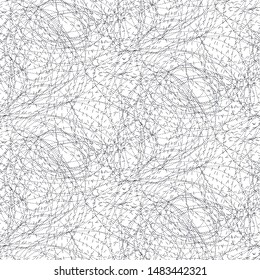 Scribble abstract chaotic lines seamless vector pattern texture.