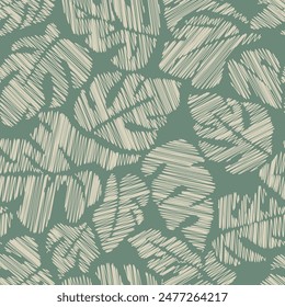 Scribble abstract hand drawn monstera leaf tropical seamless pattern background