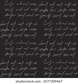 Scribble abstract handwritten text seamless pattern. Unreadable letter endless background. Illegible note repeat cover. Diary poetry continuous ornament. Vector hand drawn illustration.