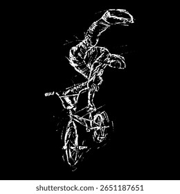 scribble  abstract  illustration of a BMX athlete showing off his skills
