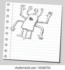 Scribble alien drawing
