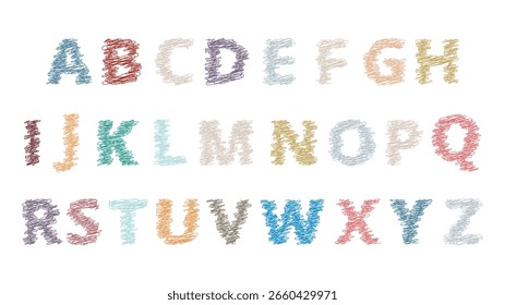 Conjunto aislado de Vector colorido del alfabeto del garabato