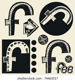 scribble alphabet, crazy doodle F