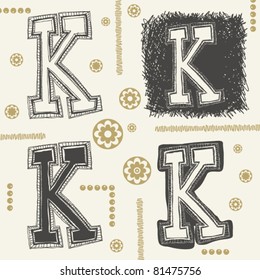 scribble alphabet, crazy doodle K