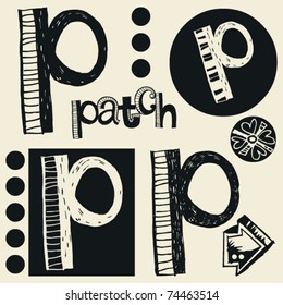 alfabeto garabato, doodle loco P