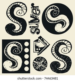 scribble alphabet, crazy doodle S