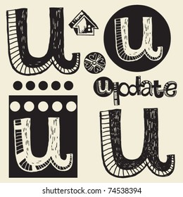 scribble alphabet, crazy doodle U