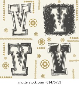 alfabeto garabato, doodle loco V
