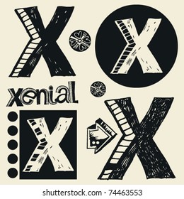 scribble alphabet, crazy doodle X