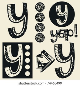 scribble alphabet, crazy doodle Y