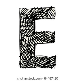 scribble alphabet, doodle letter E