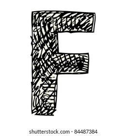 scribble alphabet, doodle letter F