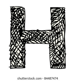 scribble alphabet, doodle letter H