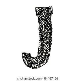 scribble alphabet, doodle letter J