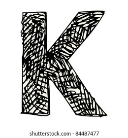 scribble alphabet, doodle letter K
