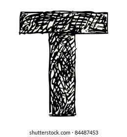 scribble alphabet, doodle letter T