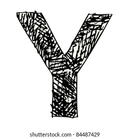 scribble alphabet, doodle letter Y